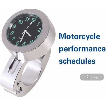 Motorcycle Handlebar Clock, Silver Motorcycle Waterproof Handlebar Glow Mount Clock Watch For Most Motorcycle V1188-MS-227-0120