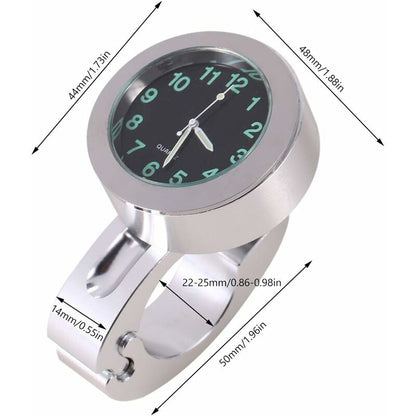 Motorcycle Handlebar Clock, Silver Motorcycle Waterproof Handlebar Glow Mount Clock Watch For Most Motorcycle V1188-MS-227-0120
