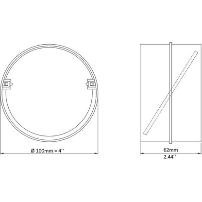 100Mm Connection With Non-Return Valve ROund Ventilation Pipe 100Mm V1188-MS-227-0129