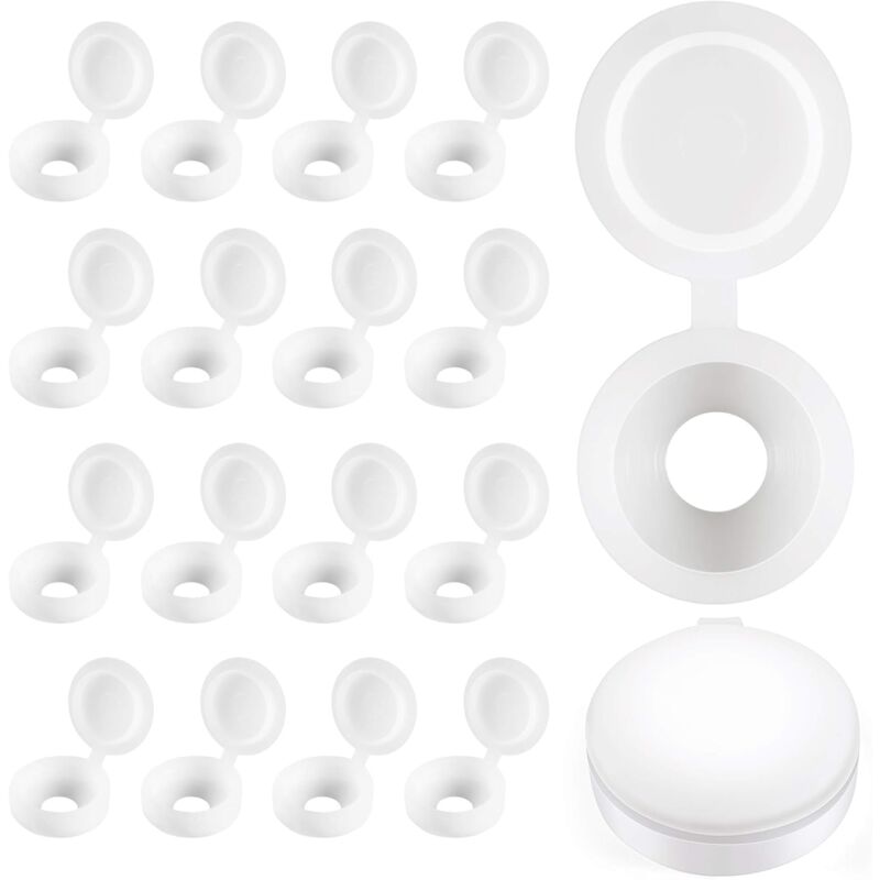 Plastic Hinged Screw Covers Fold Screw Covers Washer Flip Tops White V1188-MS-227-0132