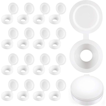 Plastic Hinged Screw Covers Fold Screw Covers Washer Flip Tops White V1188-MS-227-0132