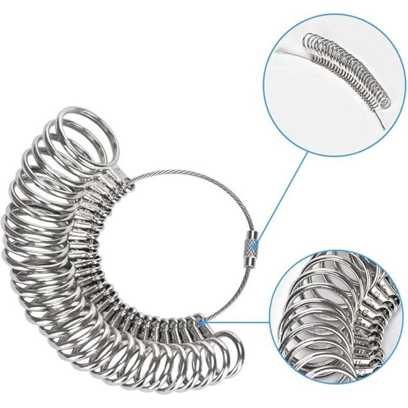 Ring Sizer 41-76 Finger Size Gauge Ring Sizer Tool With 3 Measuring Scales (Eu, Us, Uk) V1188-MS-227-0135