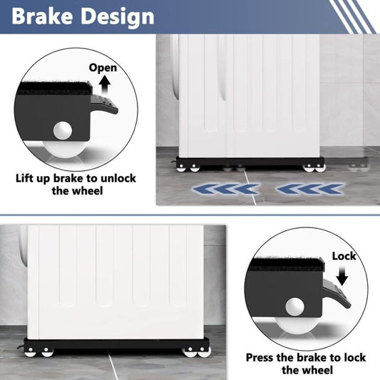 Washing Machine Base With Brake, Adjustable Mobile Base For Washing Machine, Dryer, Refrigerator, Load 300Kg, V1188-MS-227-0137