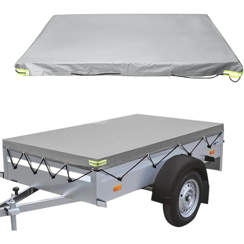 Flat Trailer Cover - 208 X 114 X 13 Cm - Dustproof - For 750 Kg Trailer - Grey V1188-MS-227-0154