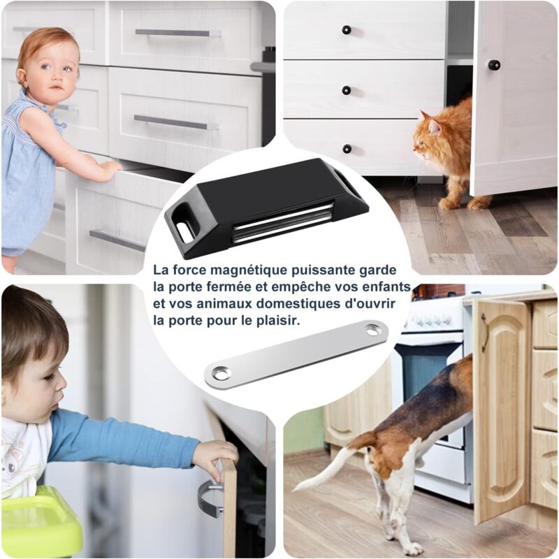 Magnetic Door Catches 4 Pack No Drilling Kitchen Cupboard Magnet Strong Magnet Closure For Cupboard Door, V1188-MS-227-0156