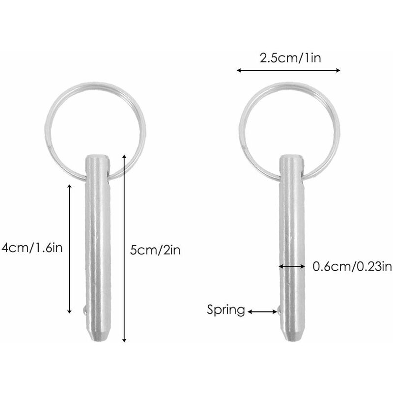 4 pcs Quick Release Pins, 6.3Mm Top Pin Diameter, 51Mm Total Length, 40Mm Effective Length With 316 Stainless V1188-MS-227-0157