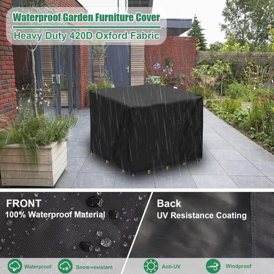 Square Garden Table Cover, Waterproof Garden Furniture Cover, Anti-Uv, Oxford Fabric Outdoor Garden Furniture V1188-MS-227-0159