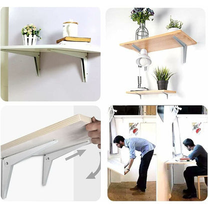 2 pcs Folding Wall Bracket, Shelf Brackets Metal Folding Shelf Brackets Garage Support Folding Bracket Diy V1188-MS-227-0161