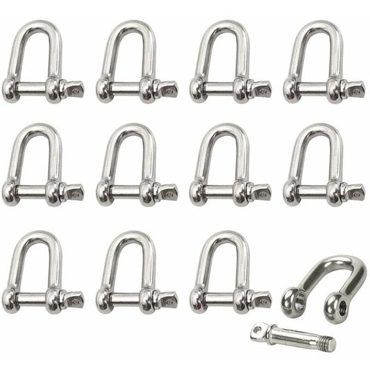 Stainless Steel Shackle 12 pcs M4 Stainless Steel Shackle Lifting Shackle Chain D Ring Shackle Pin Screw V1188-MS-227-0162