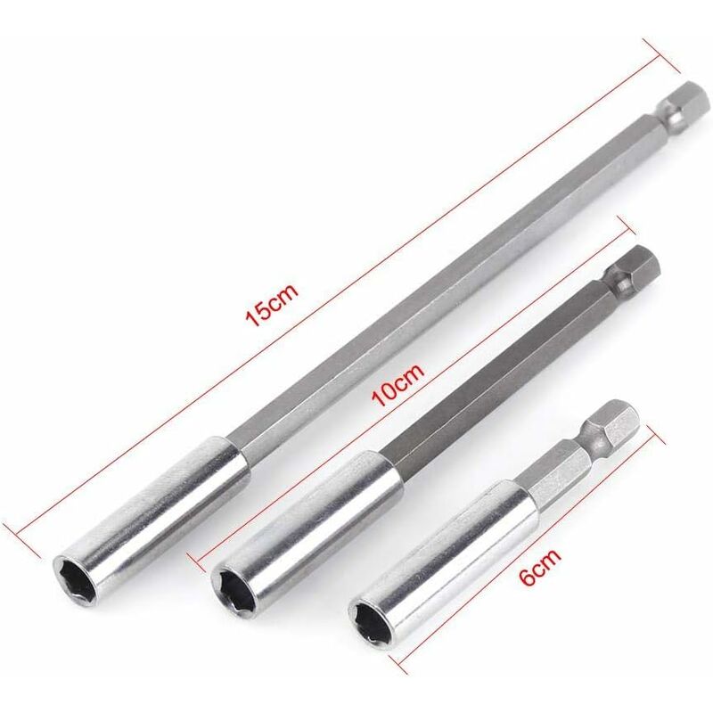 3 pcs 1/4" Magnetic Bit Holder Screwdriver Extension Hex Shank 60Mm 100Mm 150Mm Screwdriver Bit Extension V1188-MS-227-0165