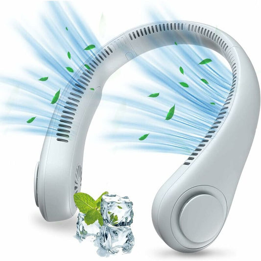 Portable Neck Fan, Usb Neck Fan With 1200Mah Battery, Bladeless Hands-Free Fan, 3 Speeds, 360 degrees V1188-MS-227-0166