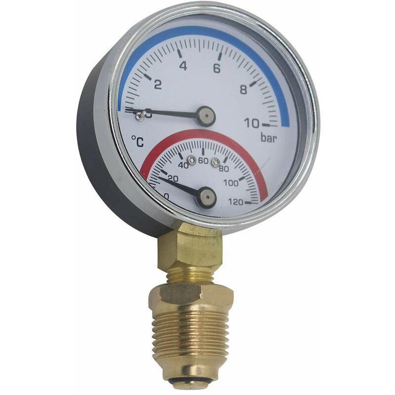 Thermomanometer 80Mm Pressure Gauge Temperature Thermometer Boiler Heating Radial Thread (80Mm 0-16Bar 1/4") V1188-MS-227-0178