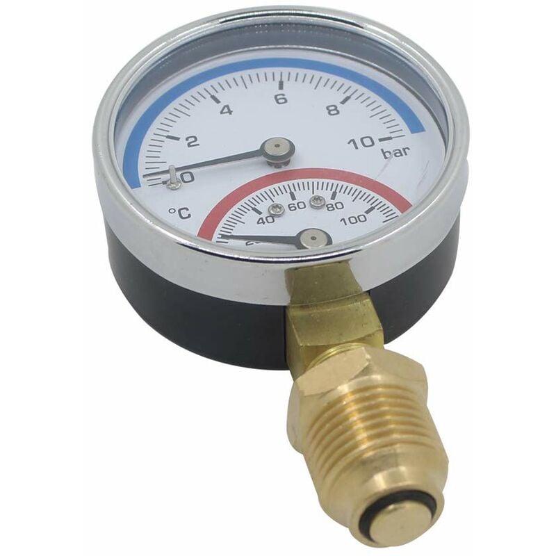 Thermomanometer 80Mm Pressure Gauge Temperature Thermometer Boiler Heating Radial Thread (80Mm 0-16Bar 1/4") V1188-MS-227-0178