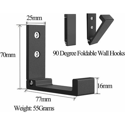 4 Pack Foldable Wall Hooks - Invisible Coat Hooks, Aluminum Wall Hook, Aluminum Alloy Wall Hanging Hook 90 V1188-MS-227-0180