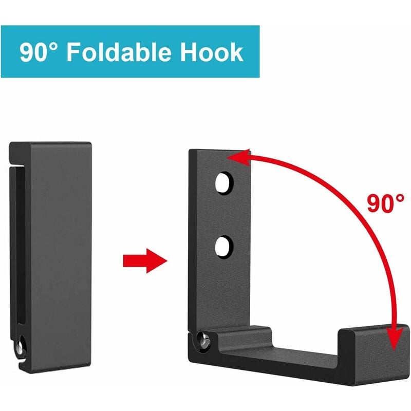 4 Pack Foldable Wall Hooks - Invisible Coat Hooks, Aluminum Wall Hook, Aluminum Alloy Wall Hanging Hook 90 V1188-MS-227-0180