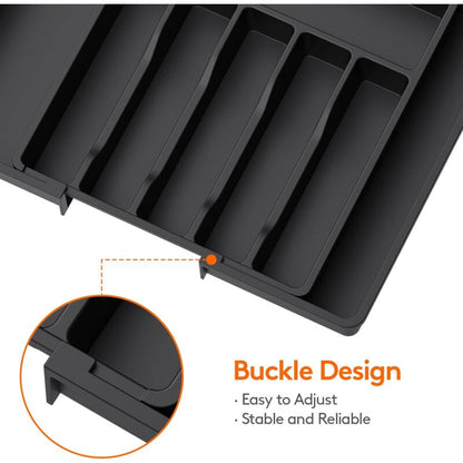 Cutlery Tray, Expandable Utensil Tray For Drawer, Adjustable Drawer Organizer For Kitchen, Compact Plastic V1188-MS-227-0181