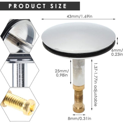 Universal Bathtub Plug 43 Mm, Brass Drain Plug With Chrome-Plated Surface, Rustproof, For Regular Bathtub V1188-MS-227-0188