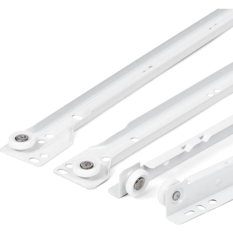 Drawer Slides 400Mm - Pack Of 2 (1 Pair) White Drawer Slide Rails, Partial Extension Slide System - Easy V1188-MS-227-0195