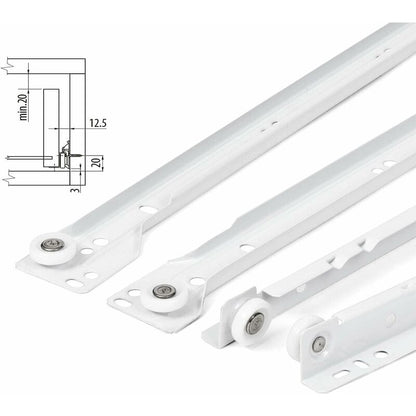 Drawer Slides 400Mm - Pack Of 2 (1 Pair) White Drawer Slide Rails, Partial Extension Slide System - Easy V1188-MS-227-0195