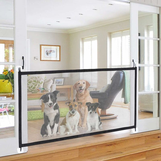 Pet Dog Safety Gate Portable Expandable Dog Gate Foldable Mesh Door Magic Dog Gate For Kitchen Stairs V1188-MS-227-0200