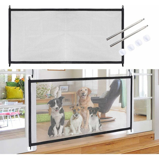Pet Dog Safety Gate Portable Expandable Dog Gate Foldable Mesh Door Magic Dog Gate For Kitchen Stairs V1188-MS-227-0200