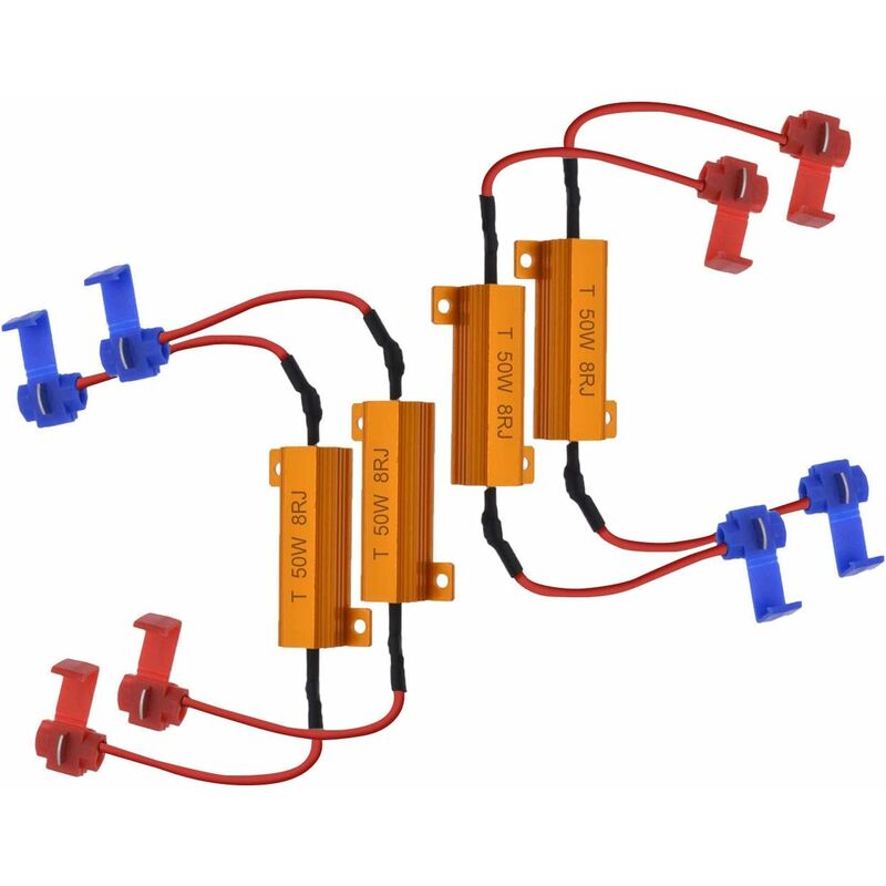 4 pcs 50W 8 Ohm LED Load Resistors Headlight Load Resistor Fog Light Decoder LED Turn Signal Resistor Decoder V1188-MS-227-0201