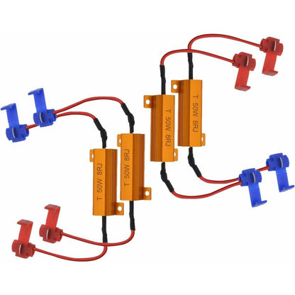 4 pcs 50W 8 Ohm LED Load Resistors Headlight Load Resistor Fog Light Decoder LED Turn Signal Resistor Decoder V1188-MS-227-0201