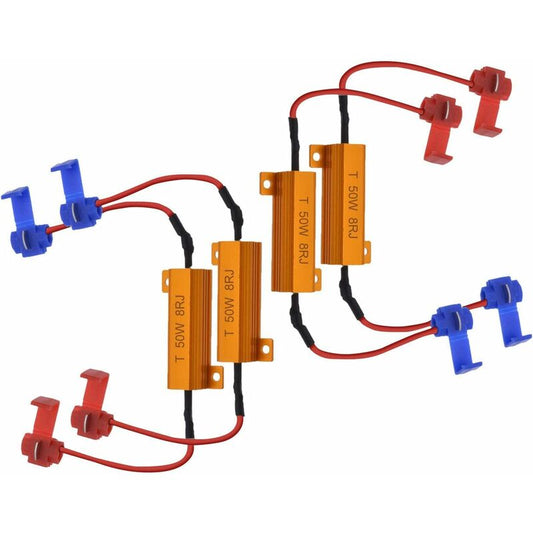 4 pcs 50W 8 Ohm LED Load Resistors Headlight Load Resistor Fog Light Decoder LED Turn Signal Resistor Decoder V1188-MS-227-0201