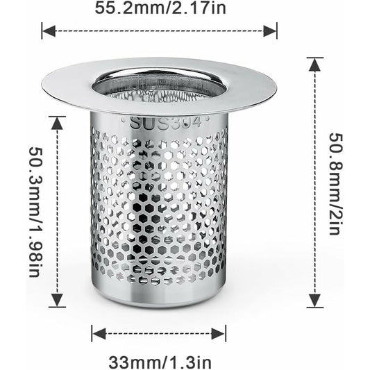 Shower Hair Filter, 3 pcs Stainless Steel Bathroom Sink Strainer, 5.5 X 5Cm Sink Stopper Filter For Balcony, V1188-MS-227-0202