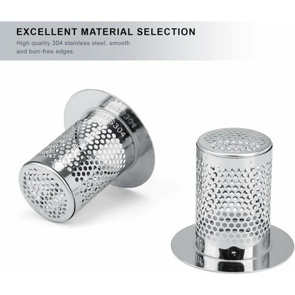 Shower Hair Filter, 3 pcs Stainless Steel Bathroom Sink Strainer, 5.5 X 5Cm Sink Stopper Filter For Balcony, V1188-MS-227-0202