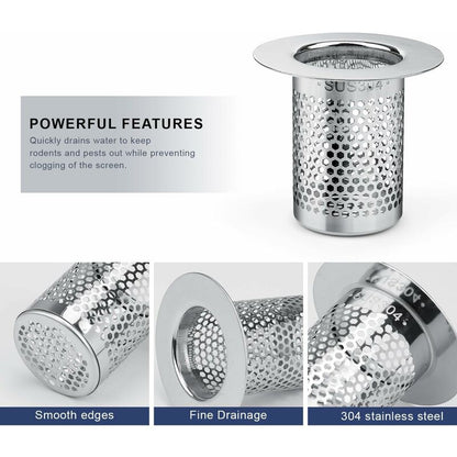 Shower Hair Filter, 3 pcs Stainless Steel Bathroom Sink Strainer, 5.5 X 5Cm Sink Stopper Filter For Balcony, V1188-MS-227-0202