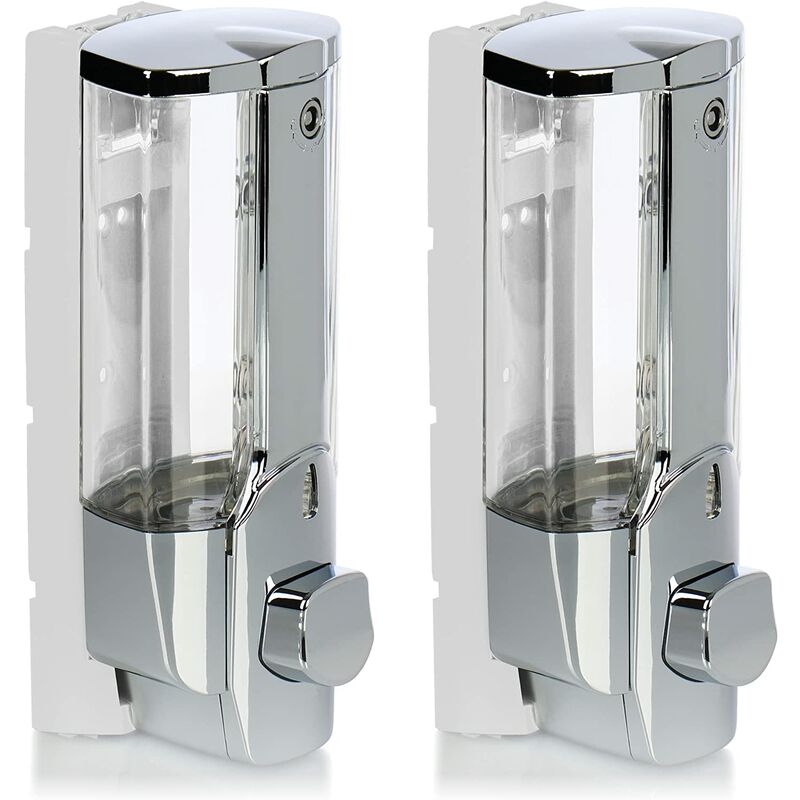 2X Wall Mount Soap Dispenser - Wall Mounted Soap Dispenser, Refillable - Soap Dispenser For Shower Gel And V1188-MS-227-0208