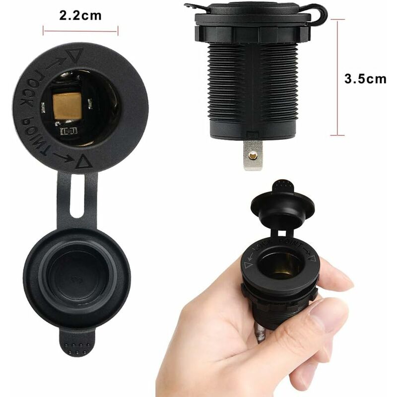 2 Pack Cigarette Lighter Socket, Waterproof Marine Grade For Boat, Motorcycle, Car, With 1M Connection Cable V1188-MS-227-0212