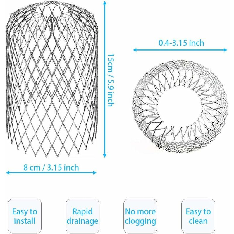 4 Flexible Aluminum Gutter Filters Diameter 8Cm Mesh Grille Stop Leaf Toad Strainer Leaf Guard Gutter Cover V1188-MS-227-0213