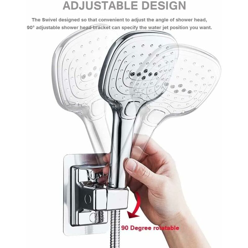Shower Head Holder, 360 degrees Adjustable Angle Shower Bracket, Solid Abs Shower Holder, No Drilling, V1188-MS-227-0224