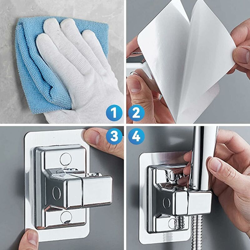 Shower Head Holder, 360 degrees Adjustable Angle Shower Bracket, Solid Abs Shower Holder, No Drilling, V1188-MS-227-0224