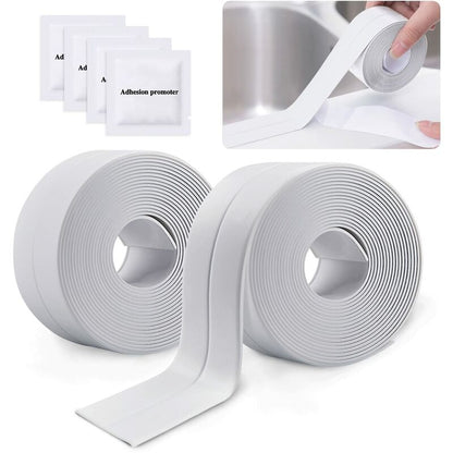 2 ROlls Waterproof Self-Adhesive Sealing Strip, Pvc Adhesive Tape For Wall, Shower, Toilet, Kitchen, Bathroom V1188-MS-227-0225