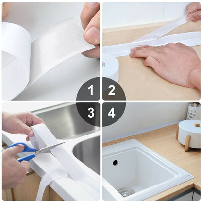 2 ROlls Waterproof Self-Adhesive Sealing Strip, Pvc Adhesive Tape For Wall, Shower, Toilet, Kitchen, Bathroom V1188-MS-227-0225