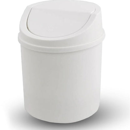 Mini Trash Can With Lid, Tabletop Trash Can, Small Plastic Trash Can, White V1188-MS-227-0229