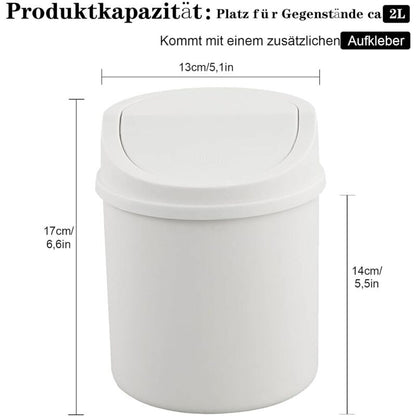 Mini Trash Can With Lid, Tabletop Trash Can, Small Plastic Trash Can, White V1188-MS-227-0229