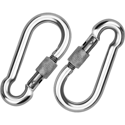 2 Pieces 304 Stainless Steel Carabiner, Stainless Steel Screw Gate Carabiner, Stainless Steel Carabiner, For V1188-MS-227-0242