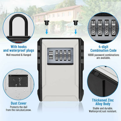 Waterproof Outdoor Security Key Box Key Box With Hook Large Key Box For Keys, Cards Home Schools Offices V1188-MS-227-0243