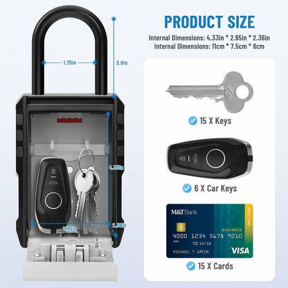 Waterproof Outdoor Security Key Box Key Box With Hook Large Key Box For Keys, Cards Home Schools Offices V1188-MS-227-0243