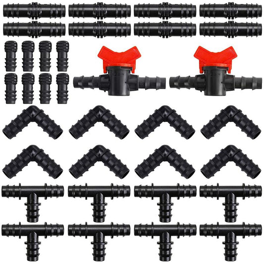 34 pcs Tubing Irrigation Fittings Kit Plastic Connectors 16Mm (1.6Cm) Garden Hose Connector Mixed Connectors V1188-MS-227-0245