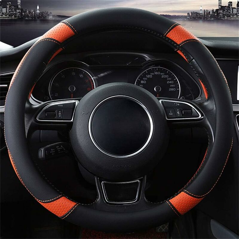 Car Steering Wheel Cover Microfiber Leather Steering Wheel Covers Universal 37-38Cm / 15" Non-Slip Breathable V1188-MS-227-0249
