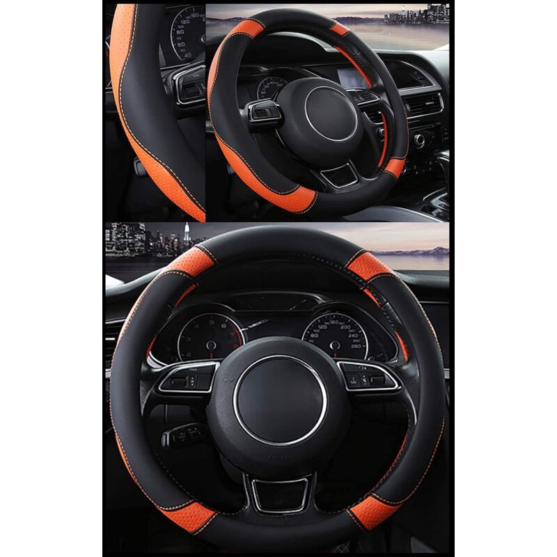 Car Steering Wheel Cover Microfiber Leather Steering Wheel Covers Universal 37-38Cm / 15" Non-Slip Breathable V1188-MS-227-0249