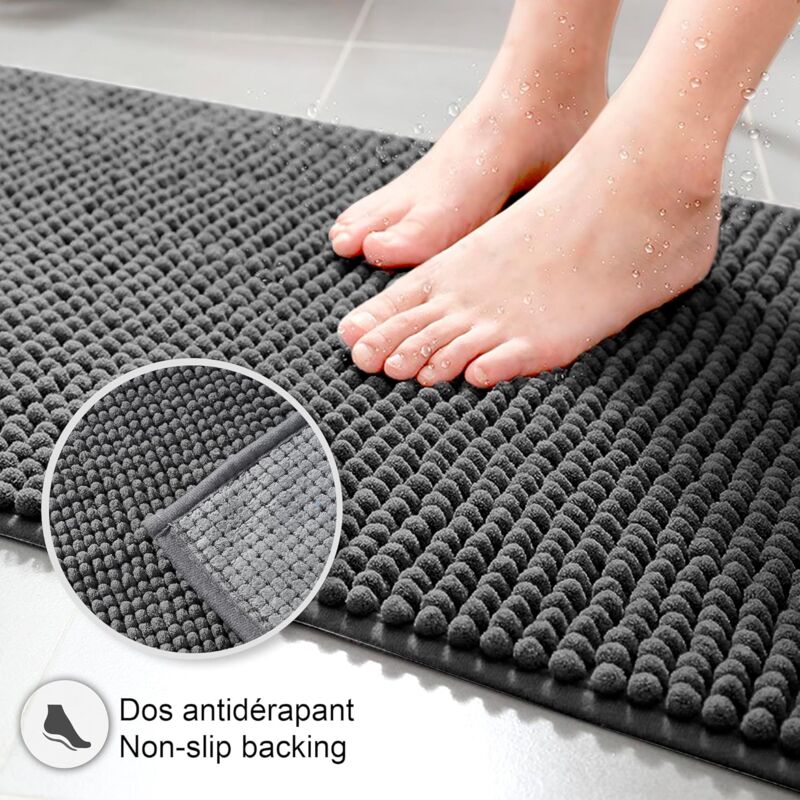 Non-Slip Chenille Bath Mat Super Absorbent And Machine Washableable For Bathroom, Shower, Bathtub Or As A V1188-MS-227-0254