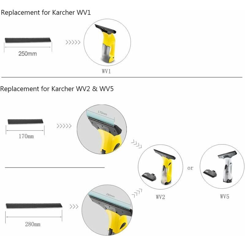2 pcs 280Mm Window Vacuum Cleaner Replacement Window Cleaning Blades Rubber Squeegee Accessory Refill V1188-MS-227-0260