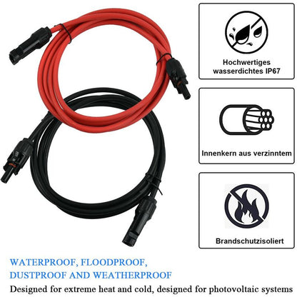 Solar Photovoltaic Extension Line Solar Panel Extension Cable With Mc4 Connector Red + Black Pair, 14Awg 3 V1188-MS-227-0265