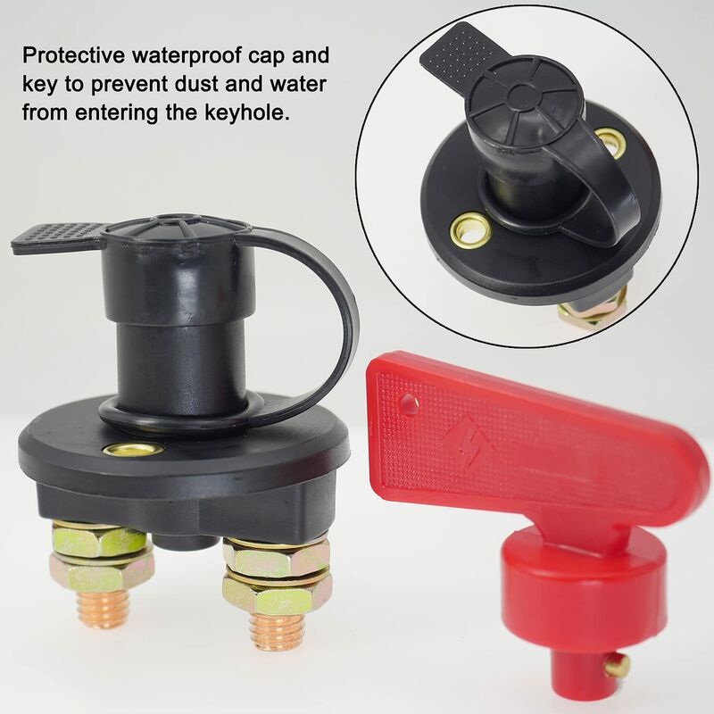 Battery Isolator Switch With 1 Key, 12V/24V Automotive Car Battery Cut Off Switch Emergency Power Cut Off V1188-MS-227-0268